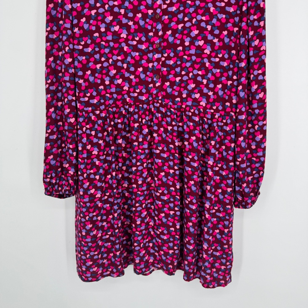 Sugarhill Brighton Danica Smock Dress 14 Burgundy Heart ModCloth Whimsygoth Boho - Picture 5 of 8